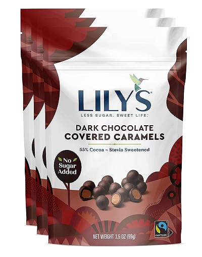 Dark Chocolate Covered Caramels By Lily's Sweets