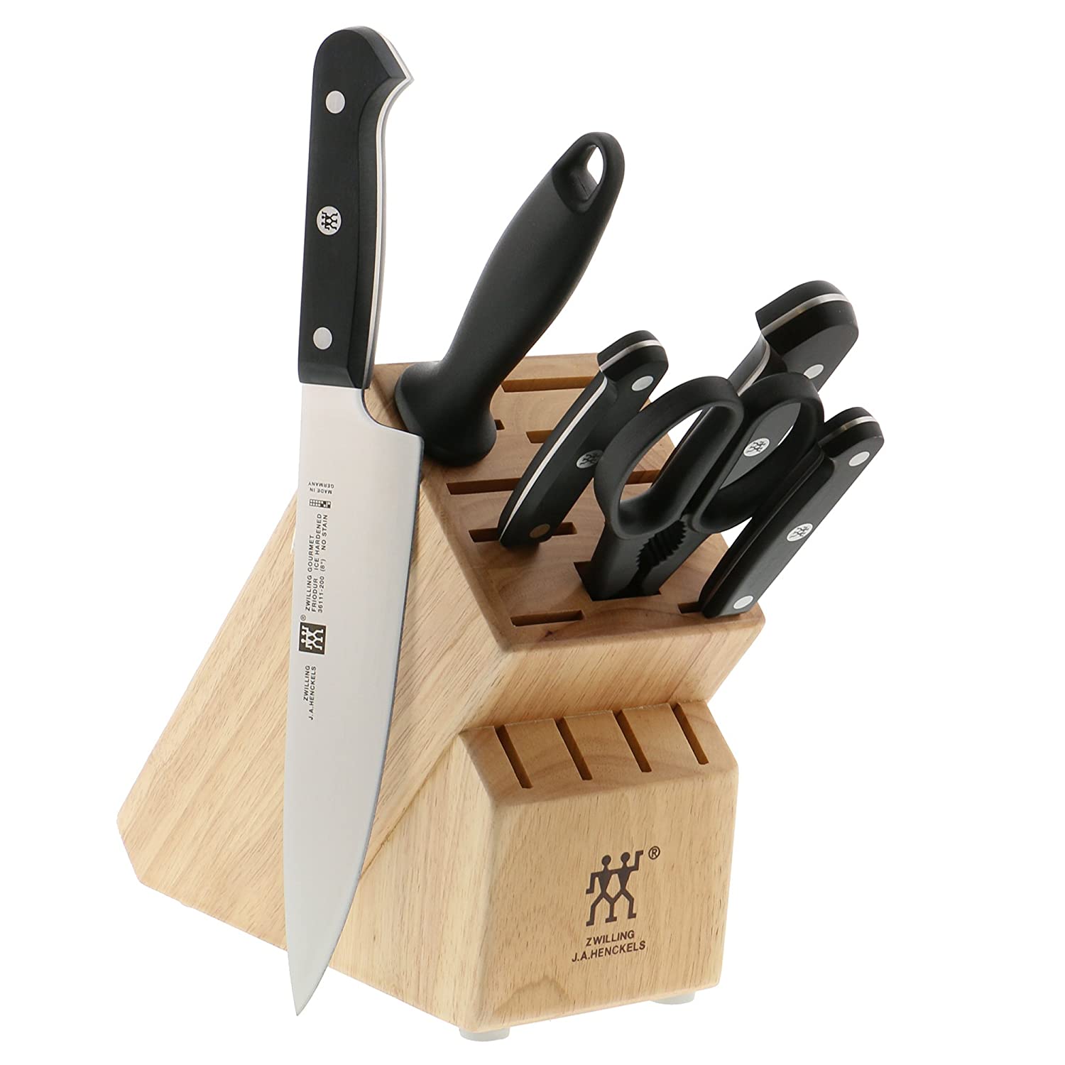 zwilling j.a. henckels gourmet knife block set isolated on white background